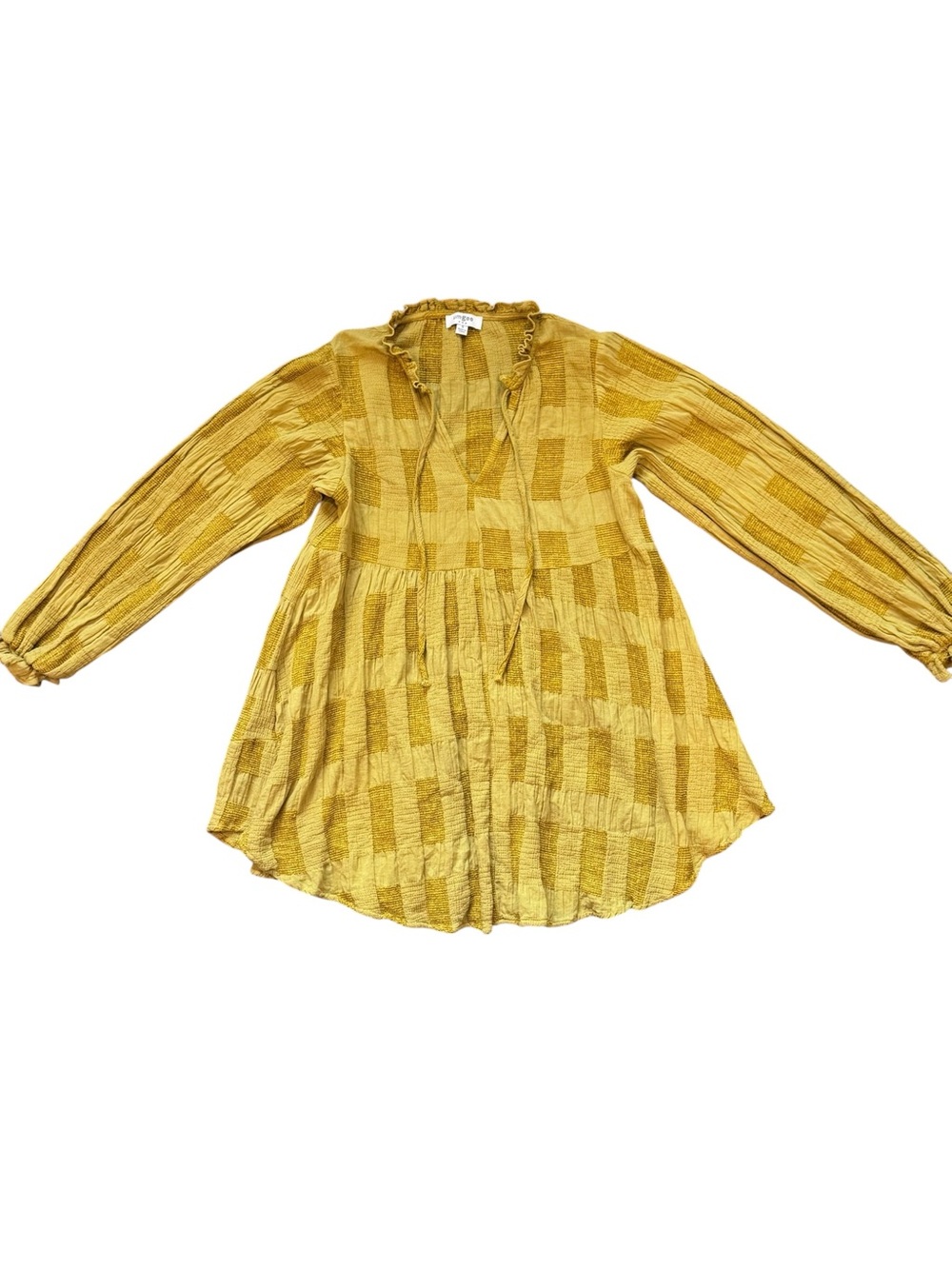 Umgee Yellow Textured Peasant Blouse